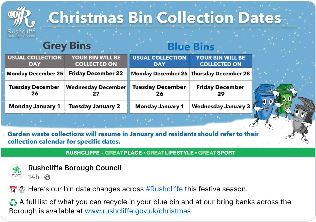 Christmas Bin Dates Aslockton Parish Council